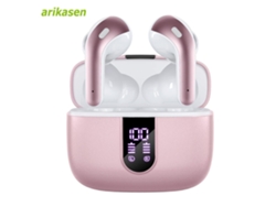 (rosa B) Auriculares Inalámbricos Bluetooth, Resistentes Al Agua, Micrófono, Cancelación De Ruido, Batería De 52 Horas De Duración.