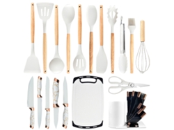 Juego de utensilios de cocina de silicona (resistentes a 230 °C, aptos para utensilios antiadherentes)