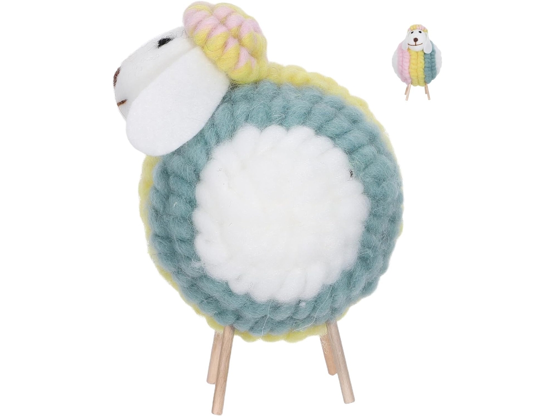Figura Decorativa Oveja Fieltro Hecha Mano, Bonita Decoración Lana Tejida,