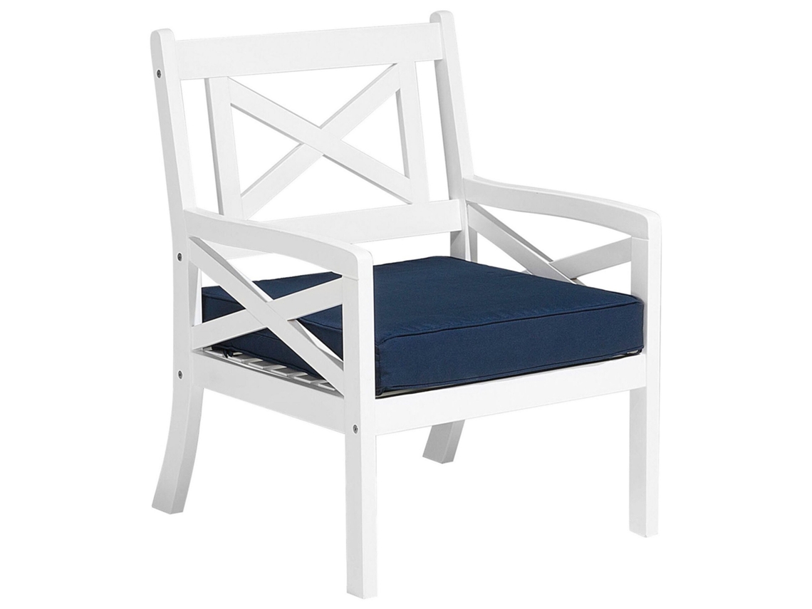 Silla con cojín BELIANI Baltic de Madera de acacia Blanco 65x69x90