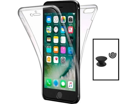 Kit Carcasa + GripHolder + Soporte iPhone SE 2022 PHONECARE Transparente y Negro