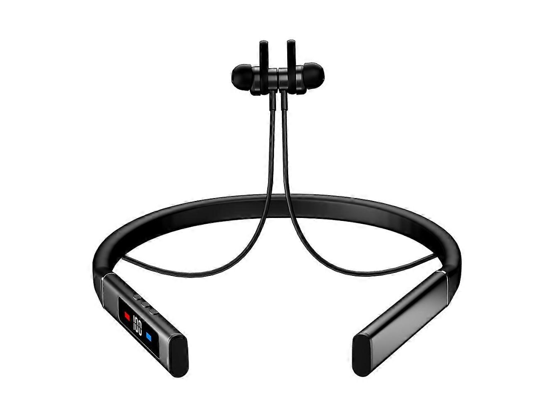 Auriculares inalámbricos Bluetooth Hengrongshen K18 con banda para el cuello, cancelación de ruido magnética y pantalla digital