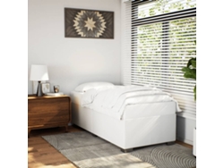 Estructura De Cama Sin Colchón Cuero Sintético Blanco 100x200cm