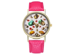 Reloj De Pulsera Unisex De Cuarzo Con Caja De Piel Sintética Rosa