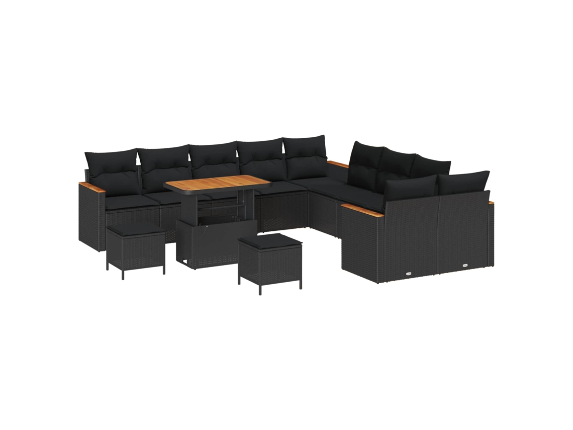 Maison Exclusive - Conjunto De Sofás De Jardín 13 Pcs Negro Ratán Sintético