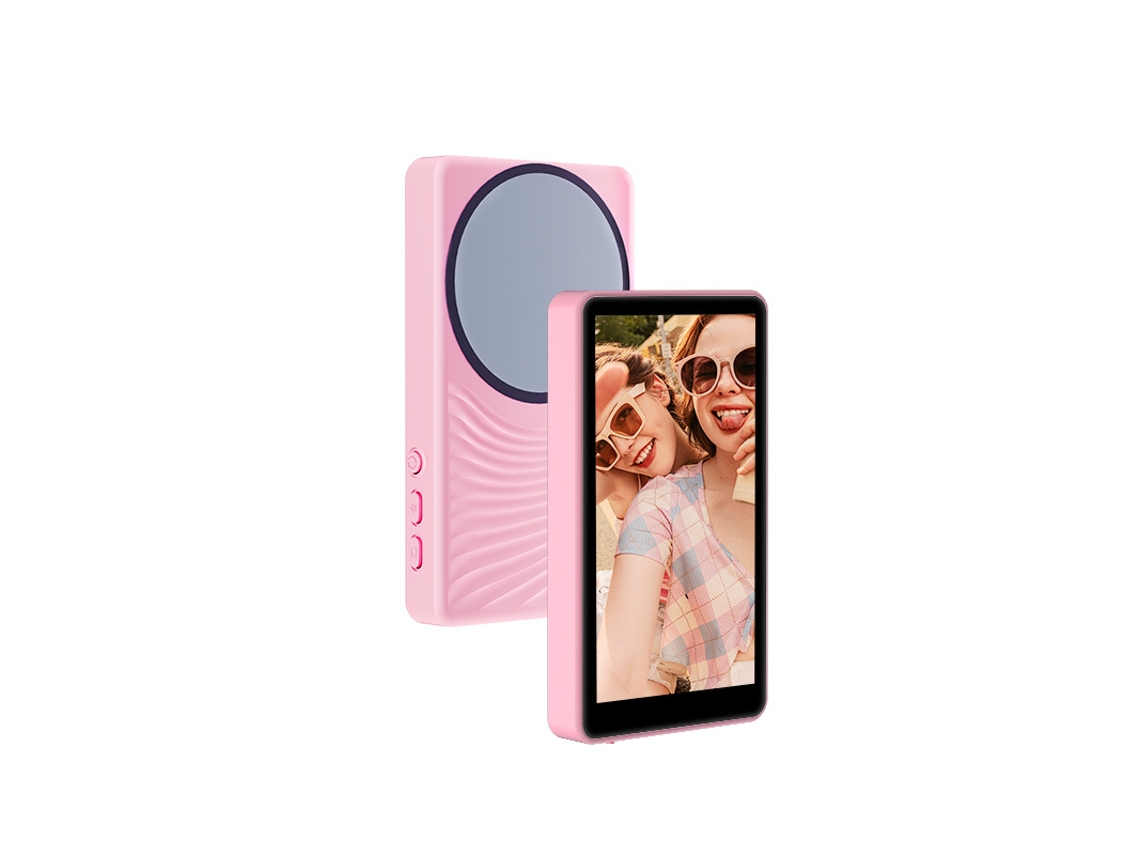 Pantalla selfie inalámbrica con Bluetooth, fijación magnética para pantalla trasera de 4 pulgadas, diseño ondulado rosa. Yunzii