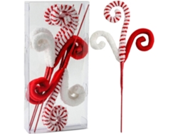 6 palitos navideños rojos y blancos – Troncos de lana rizada para decorar el árbol de Navidad y fiestas