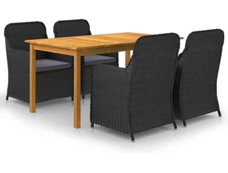 Conjunto 5 de comedor para jardín VIDAXL negro
