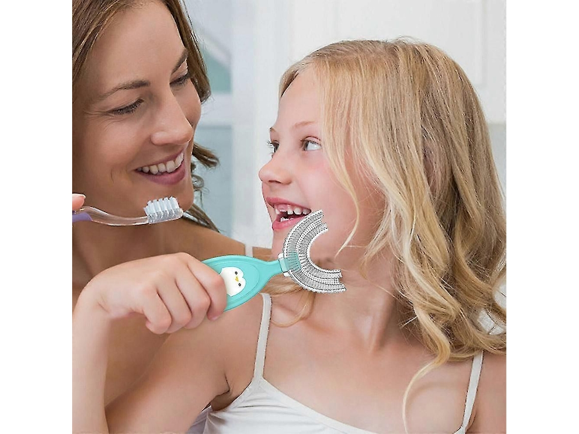 Escova De Dentes Infantil Em Formato De U Para Limpeza Completa De 360°