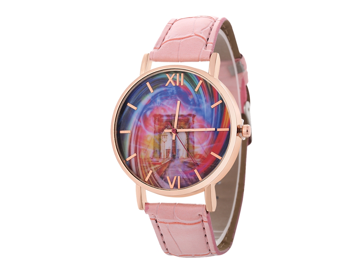 Reloj De Cuarzo Elegante Casual Unisex Para Parejas Regalo (rosa)