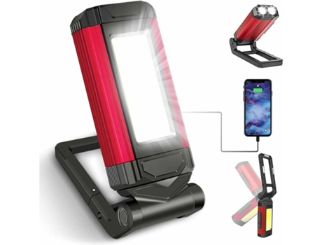 Potente luz de trabajo recargable, lámpara de taller LED con base magnética, lámpara de antorcha con IPX6 impermeable, lámpara mecánica de 7 modos ...