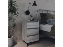 Mesita de Noche con Patas de Metal 40X35X69 Cm Sonoma Gris