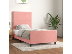 Estructura De Cama Sin Colchón Terciopelo Rosa 100x200 Cm