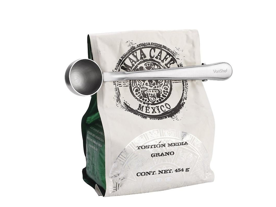 Cuchara De Medir De Acero Inoxidable 2 En 1 Para Té Con Mango Largo 16cm Y Clip Airtight 20ml