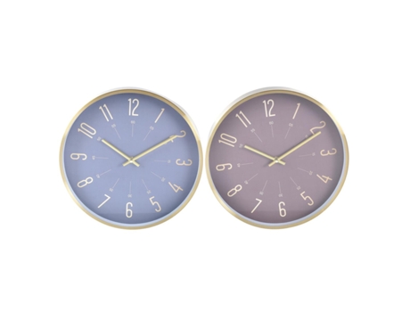 Reloj de Pared DKD HOME DECOR Azul Granate Aluminio Moderno 30 x 4 x 30 cm (2 Unidades)