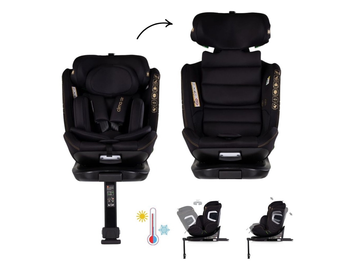 Silla de coche Chipolino Clima Air Blackberry tamaño I con control de temperatura y rotación de 360° (40 x 150 cm)