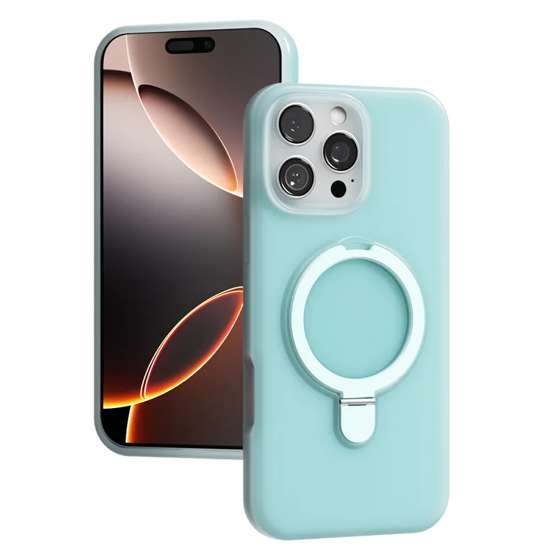 (iphone 17 Pro, Cian) Anillo De Soporte Magnético De Silicona Líquida, Funda Magsafe Para Iphone