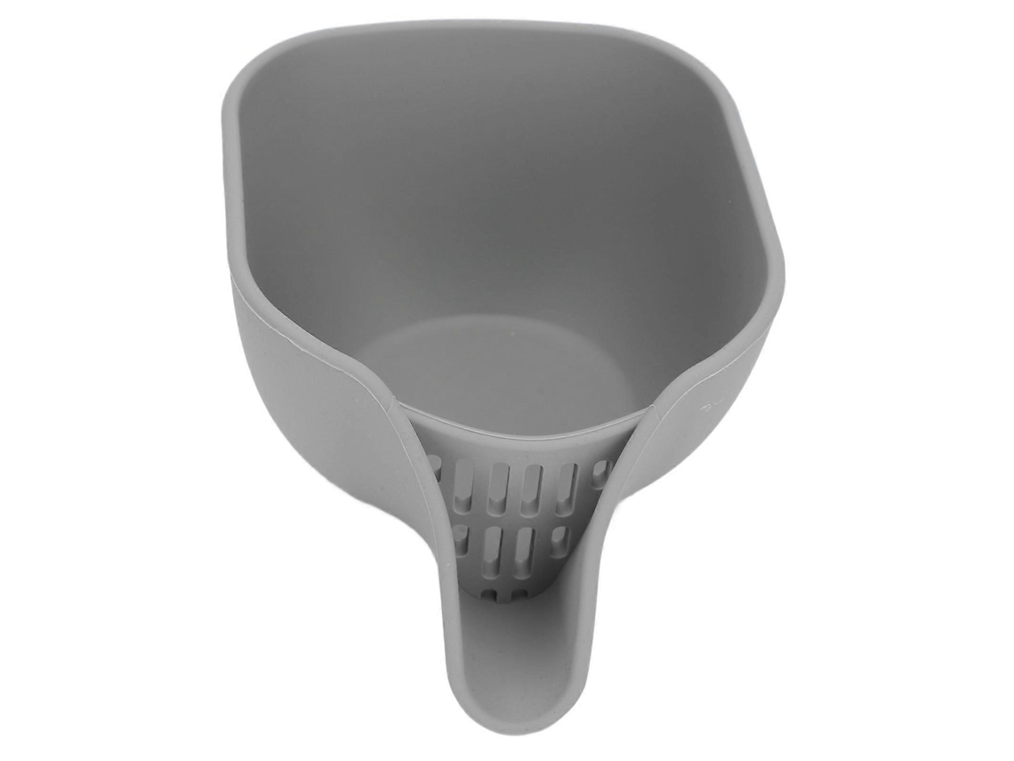 Cesta multifuncional de silicona para filtro de agua con drenaje eficiente y boquilla, ideal para lavar frutas, verduras y ensaladas. Color: Gris.