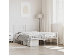 Estructura Cama Sin Colchón Con Estribo Metal Blanco 140x200 Cm