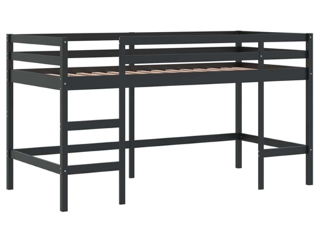 Cama alta de niños escalera VIDAXL madera maciza pino blanco (80x200cm)