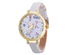 Reloj De Pulsera Analógico De Cuarzo Sencillo E Informal Para Mujer Con Correa De Pu Blanca - Regalo