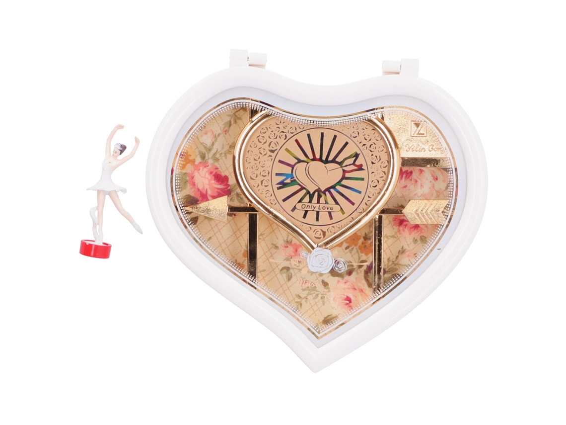 Caja De Música Con Corazón De Bailarina Giratoria, Decoración Para El Hogar, Regalo Yl2026 L Blanco