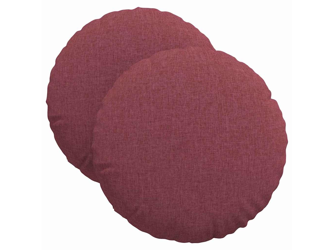 Cojines Para Asiento 2 Uds Rojo Vino Ø40 X 13 Cm Tela