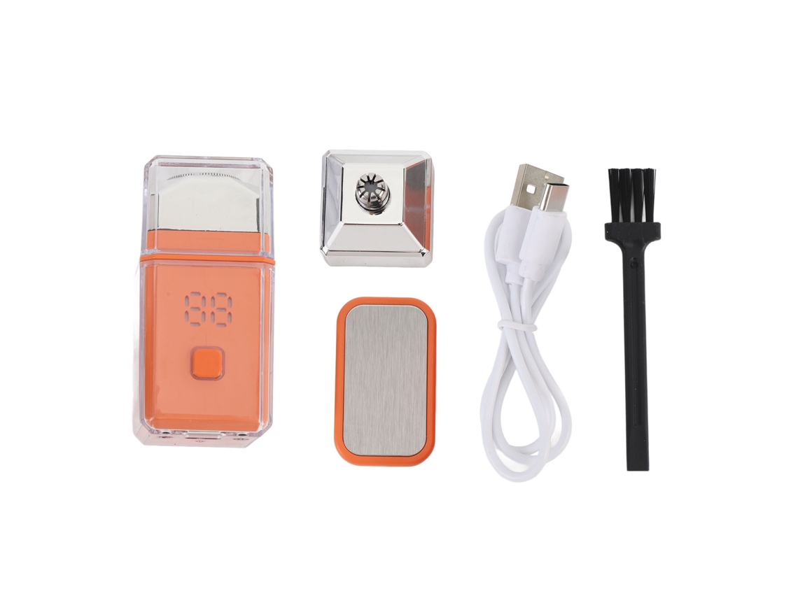 Aparador De Barba Portátil Para Viagens Homem Resistente À Água Ipx7 Silencioso Recarregável Com Cabeça De Cabelo Nariz Laranja