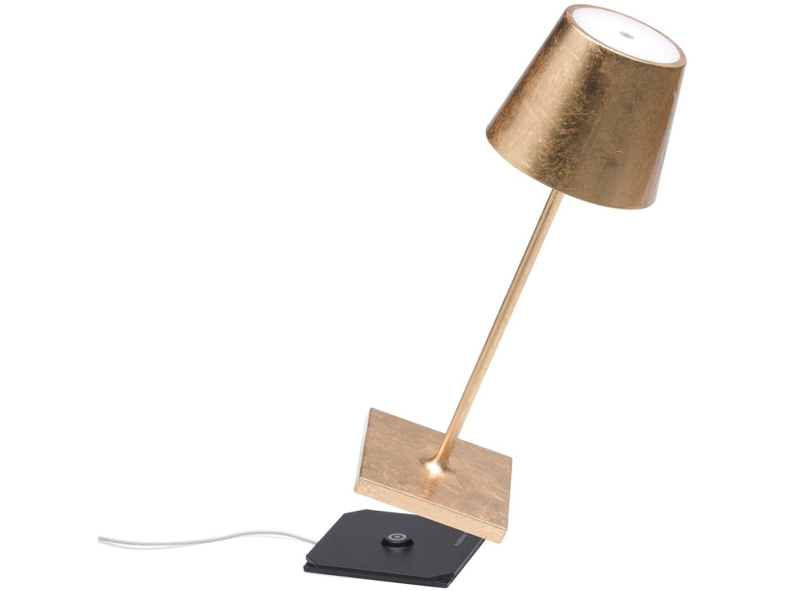 Lámpara de Mesa Poldina Pro Mini Gold Leaf LED recargable y regulable ZAFFERANO