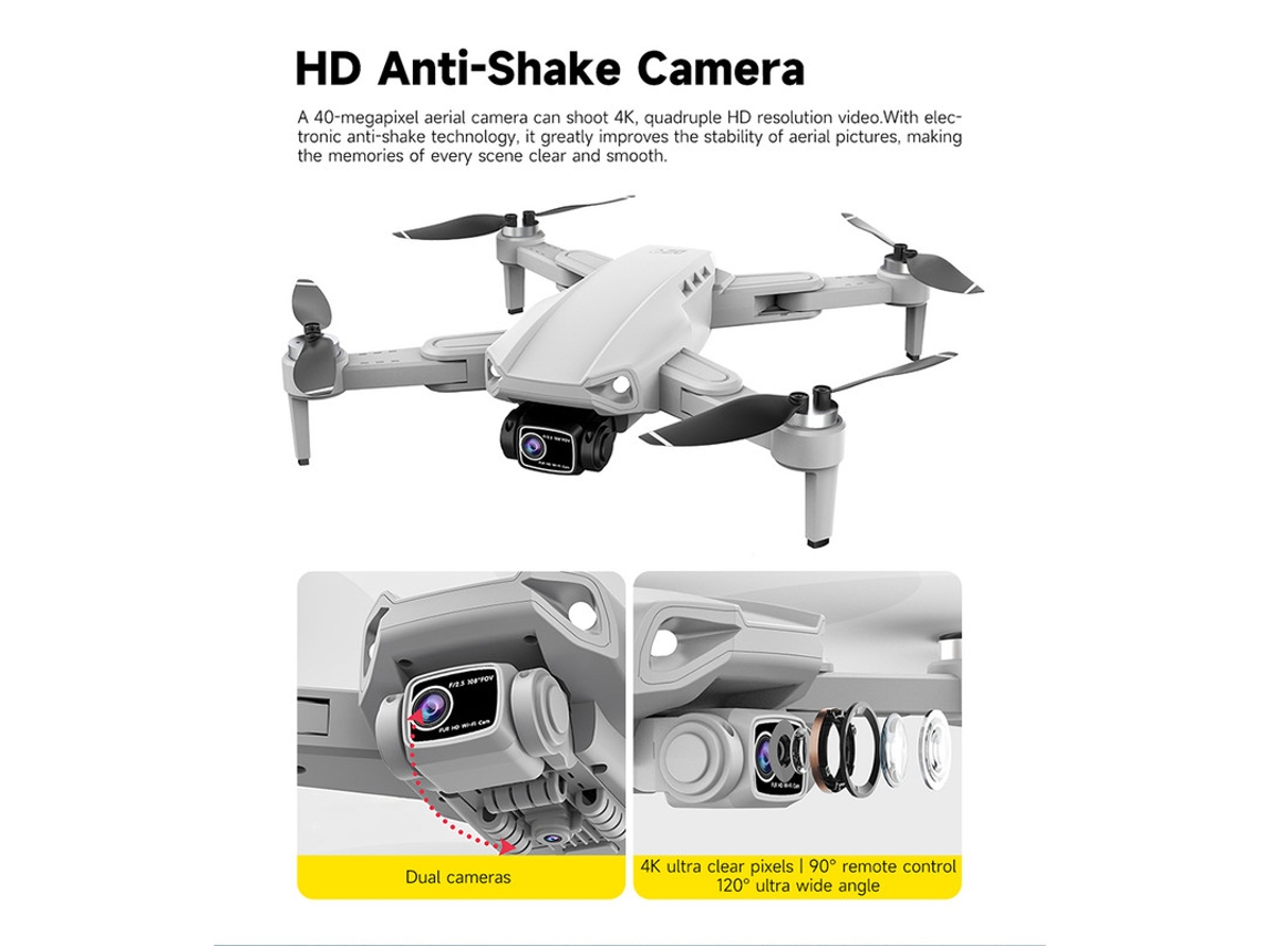 L900Pro Drone4K - Duración de la batería: 25 min - Gris YIZHOOD