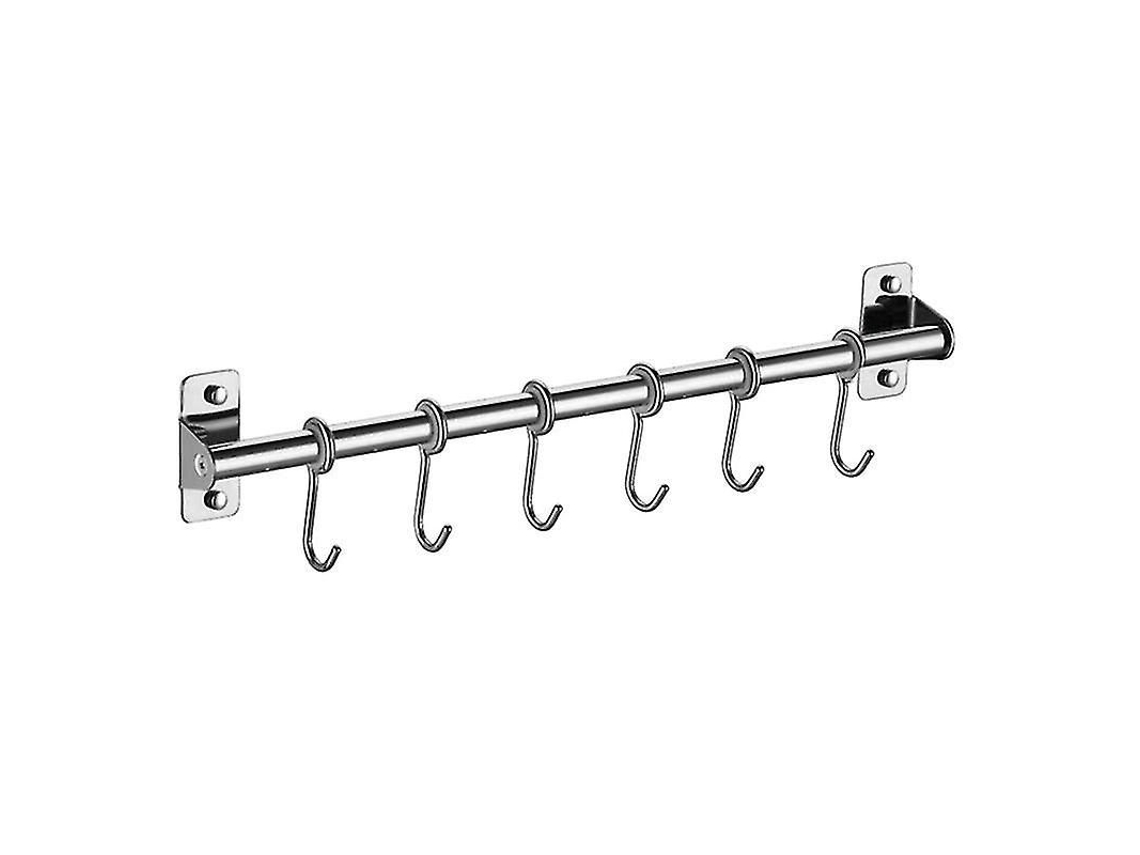 Estante de pared de acero inoxidable Fastst para utensilios de cocina con 6/8/10 ganchos extraíbles.