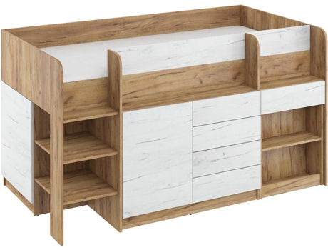 Litera con Escritorio BIM MUEBLES SMILE L Blanco y Marrón (Medidas colchón: 90x200 cm)