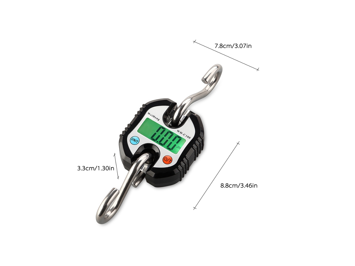 Balanza Digital Portátil De Mano De 150 Kg Para Maletas Y Pescado Con Función De Tara Y Retroiluminación Lcd.