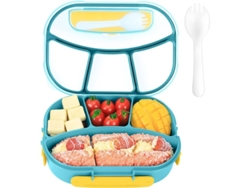 Fiambrera Bento Rebe de 1800 ml para adultos y niños, con 4 compartimentos, hermética, apta para microondas y lavavajillas.