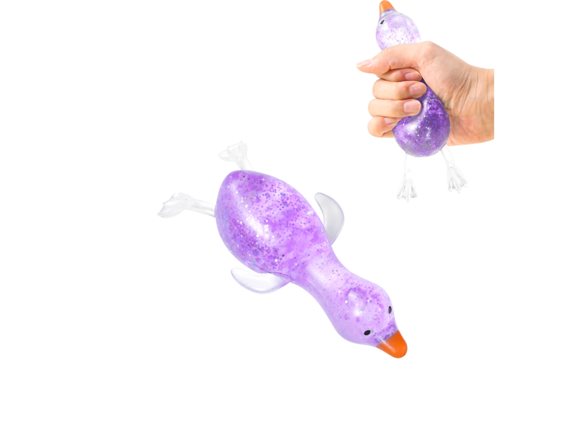 Juguete de pato morado para apretar para niños