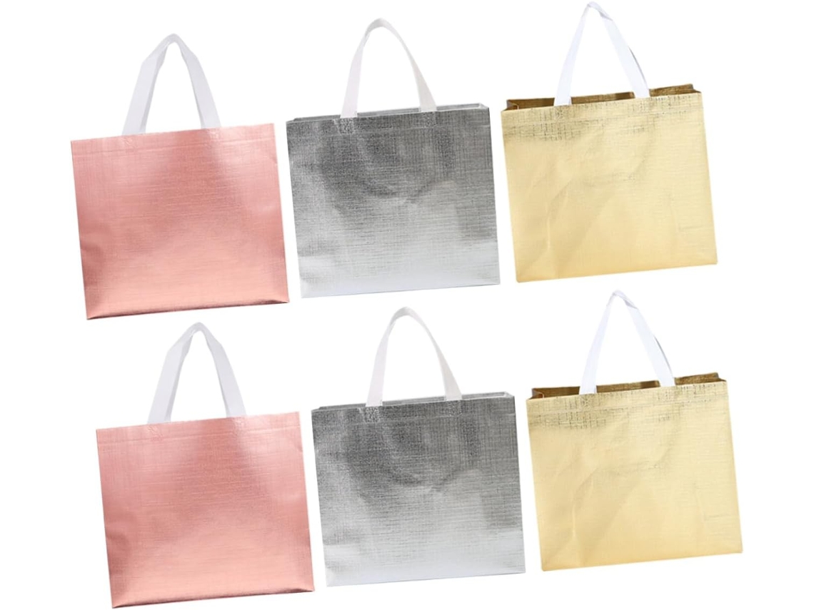 6 Piezas, Té, Pp, 6 Bolsas De Compra Reutilizables De Material Duradero De Gran Capacidad Para