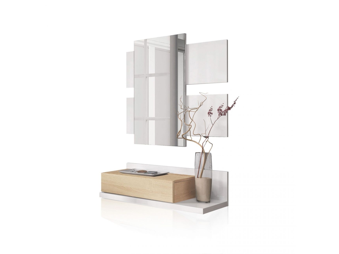Mueble de recibidor Tekkan Blanco Artik (Blanco Mate) - Roble Canadian 75 x 116 x 29cm cm