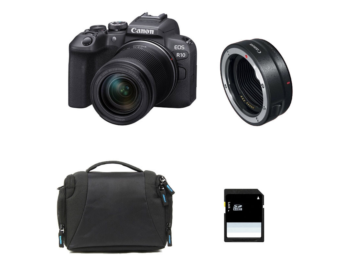 Canon EOS R10 + RF-S 18-150mm F3.5-6.3 IS ST + Bolsa + Tarjeta SD de 8GB + Anillo EOS R