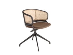 Silla giratoria terciopelo marrón y rattan ANGEL CERDA 56 x 53 x 74
