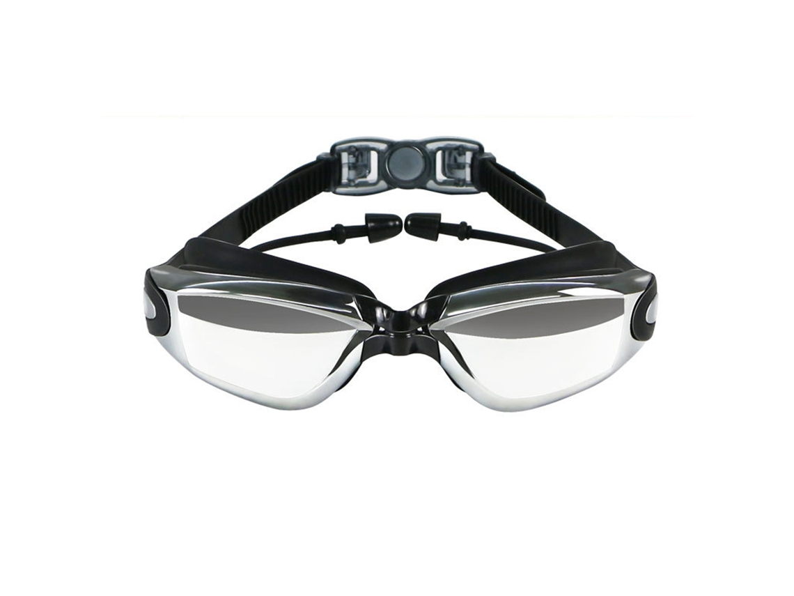Gafas De Natación Antivaho Impermeables Con Visión Amplia Y Tapones Para Los Oídos De Silicona Suave Para Hombres Y Mujeres, Color Negro.