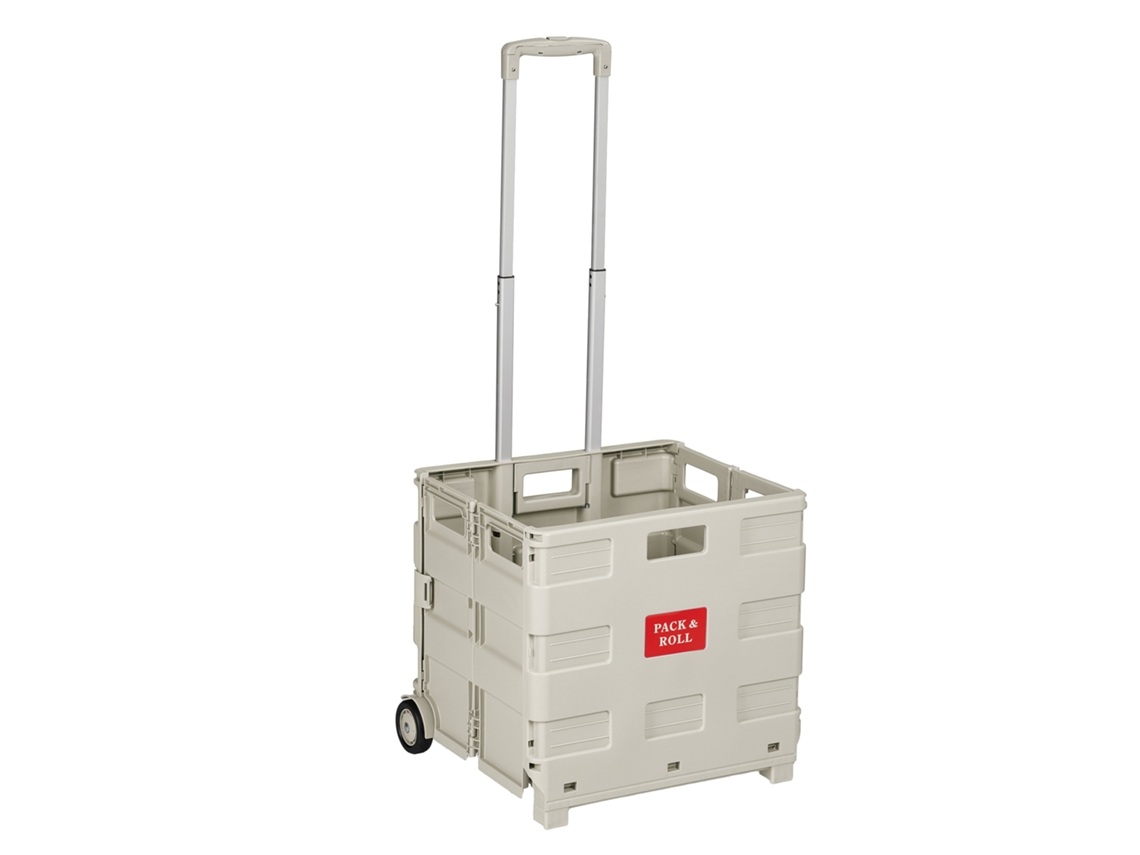 Carrito De Compra Relaxdays, Plegable, Cesta De Pp Y Estructura De Aluminio, Ocupa Poco Espacio, Beige