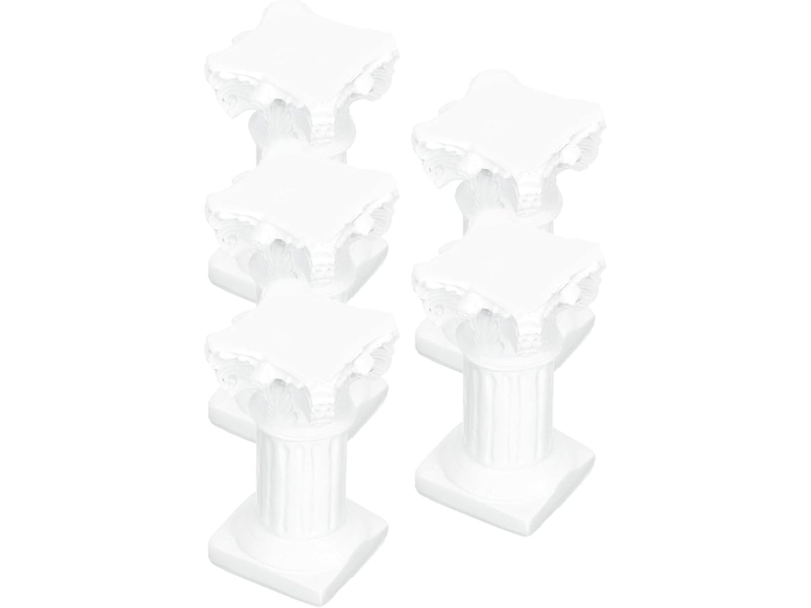 Juego 5 Columnas Romanas Miniatura Resina Blanca Decoración Retro Clásica Adorno Delicadamente Tallado