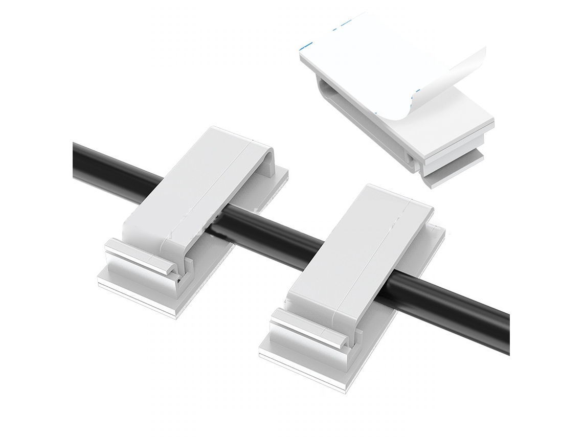 Suporte De Cabo Autoadesivo Organizador De Fios Simples Para Mesa Gestão De Cabos Armazenamento Branco Rq2613