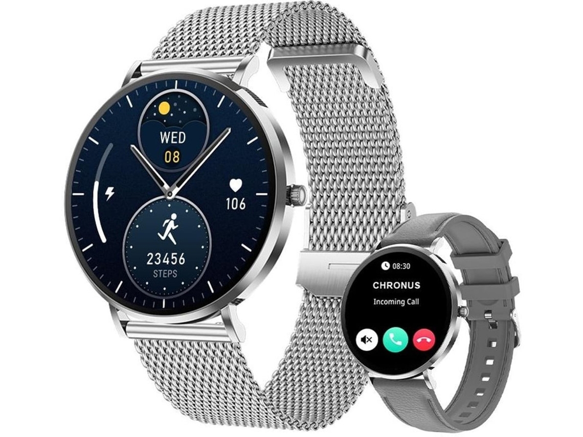 Reloj inteligente T8pro AMOLED de 1,32" con llamadas Bluetooth y pantalla plateada Yizhood