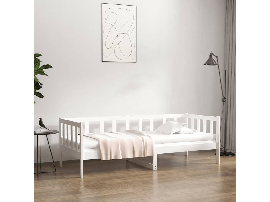 Sofá Cama Sin Colchón Madera Maciza De Pino Blanco 90x190 Cm