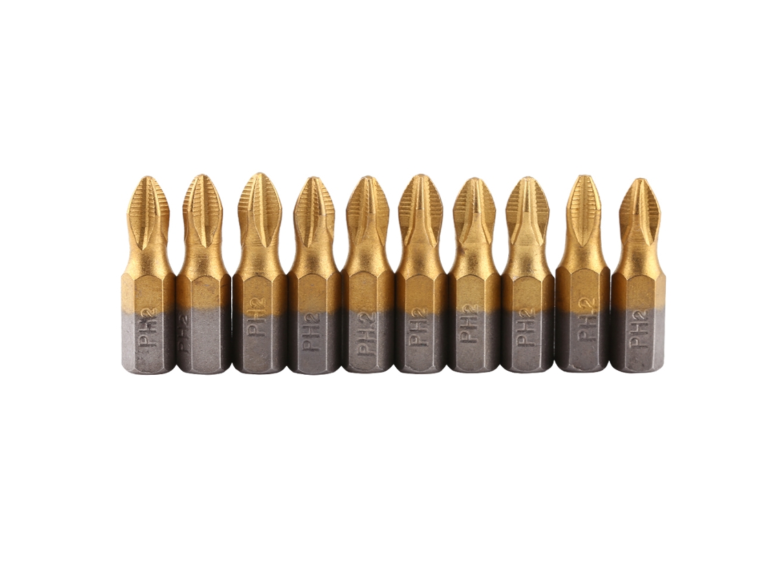 Conjunto De 10 Pontas De Parafusadeira Ph2 Com Cabo Hexagonal 1/4" S2 Magnética Antiderrapante 25mm