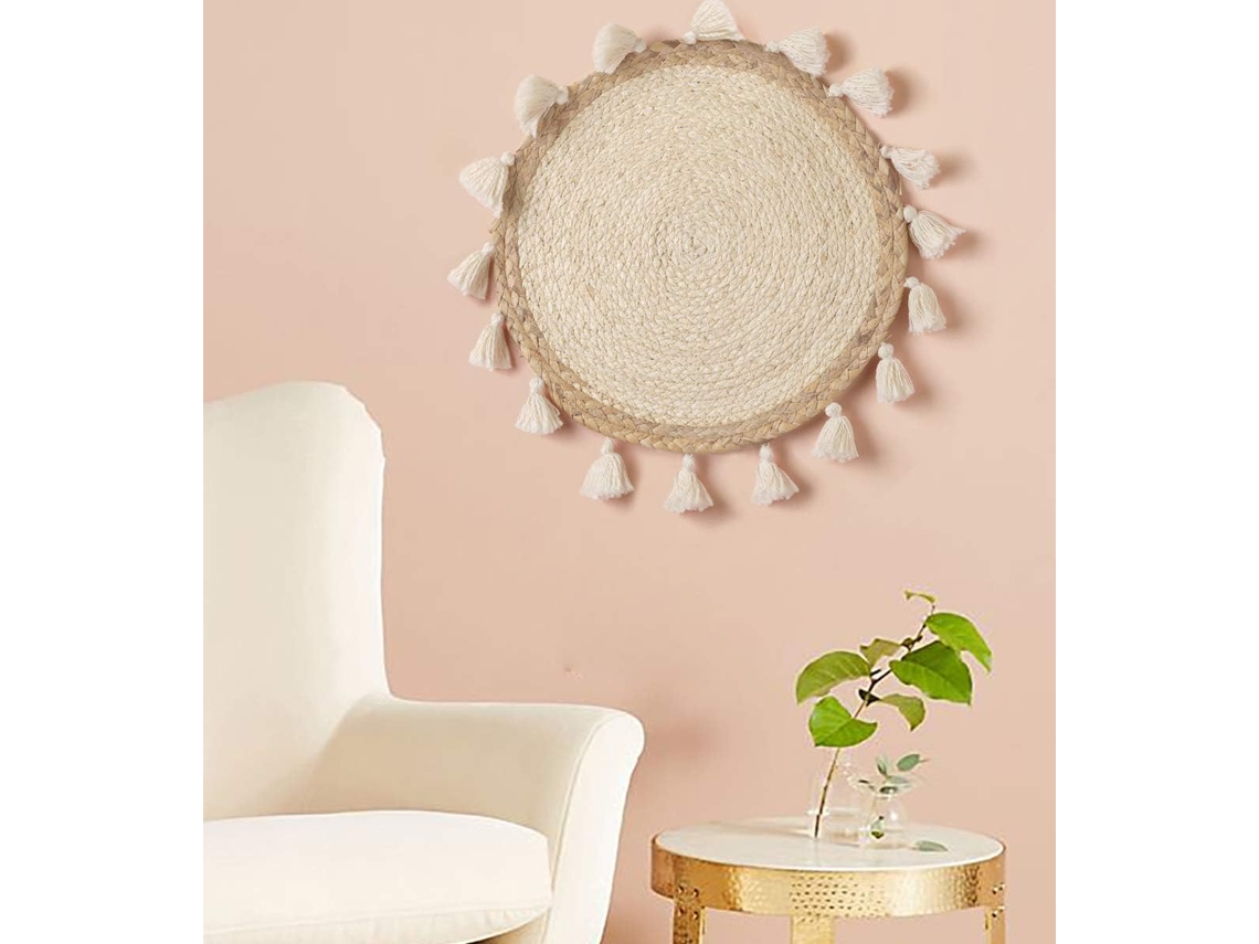 Cesta tejida de mimbre, cesta colgante pequeña, decoración de pared, macramé, decoración bohemia para el hogar