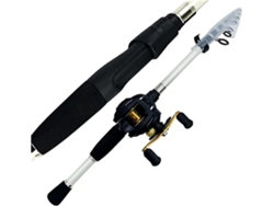 Combo De Caña Pescar Para Casting: Telescópica Carbono Y Carrete Baitcasting, Kit Pesca Portátil Viajes, Pe...