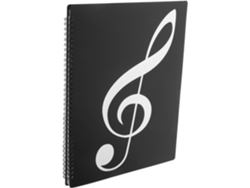 Carpeta De Partituras De Plástico Negro Tamaño A4 Con Diseño De Notas Plateadas, 20 Hojas, 40 Páginas