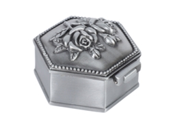 Caja De Joyería Metálica De Estilo Europeo Vintage Con Relieve De Rosa En 3d Para Mini Almacenamiento.